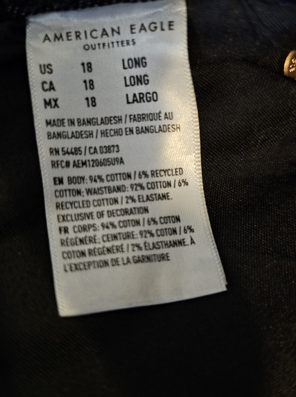 American Eagle 90's Boyfriend Comfort Stretch Waistband Black Women's Sz 18L NWT - Picture 9 of 13